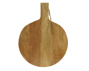 Round mangowood chopping board with handle