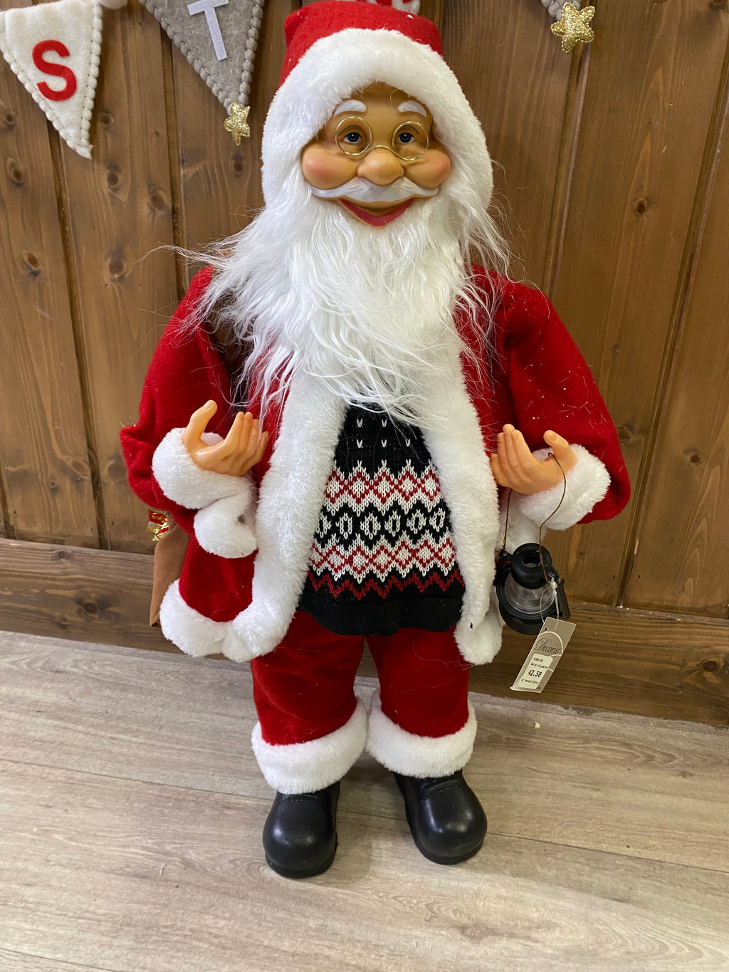 60cm Traditional Santa Claus holding presents and a lantern