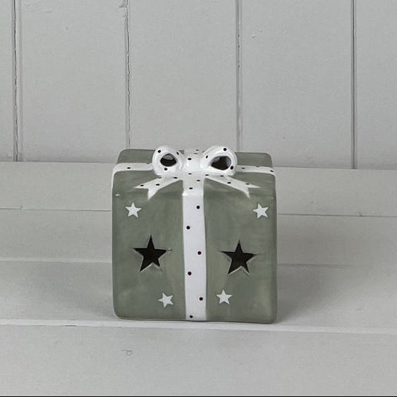 Green LED ceramic present with white bow