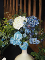 Large blue & cream hydrangea bouquet