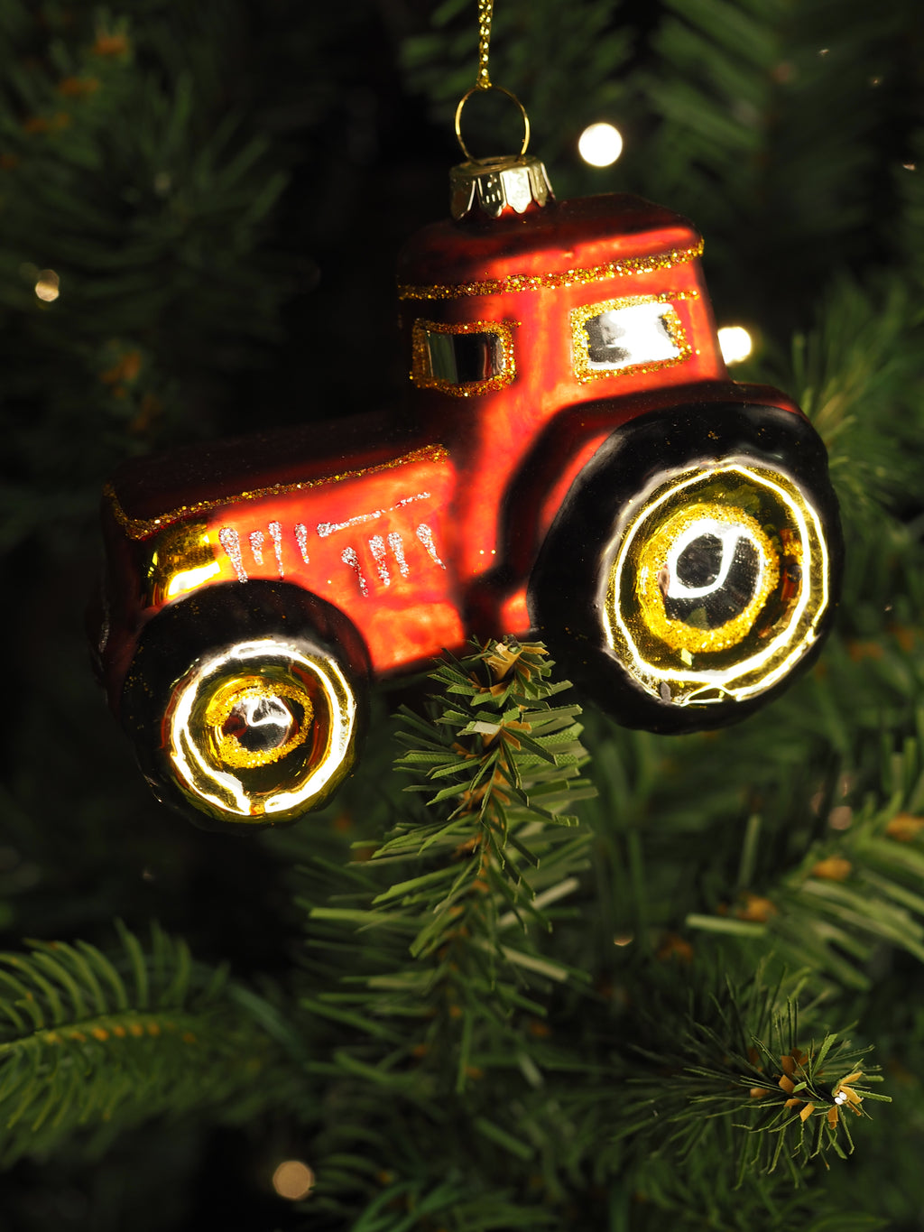 Red tractor bauble