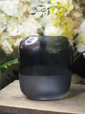Short midnight blue glass vase