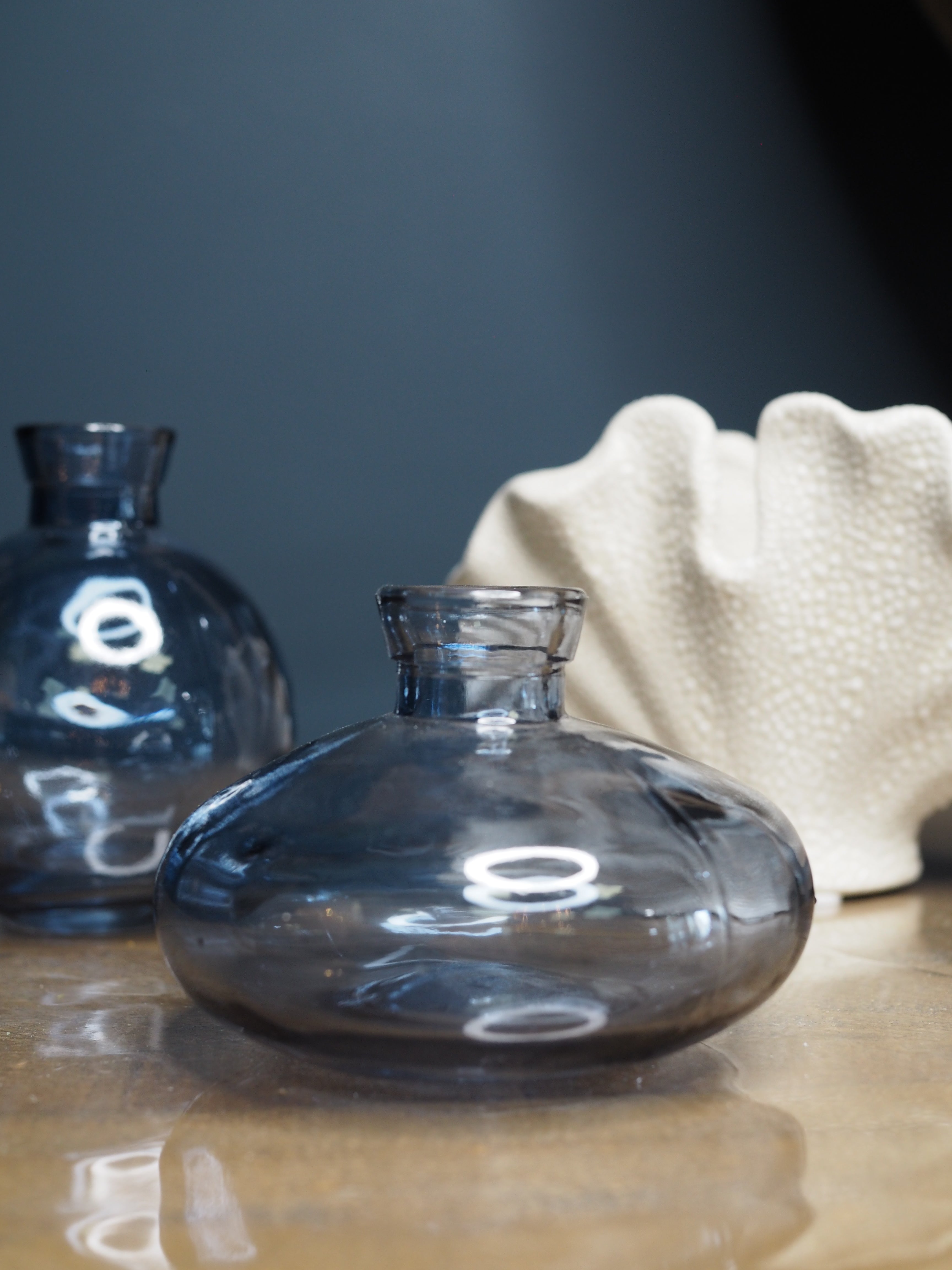 Mini Clear Blue Glass Bud Vase, 3as