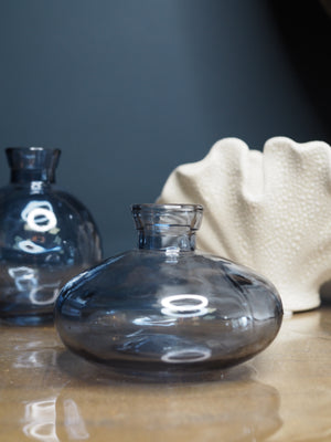 Mini Clear Blue Glass Bud Vase, 3as