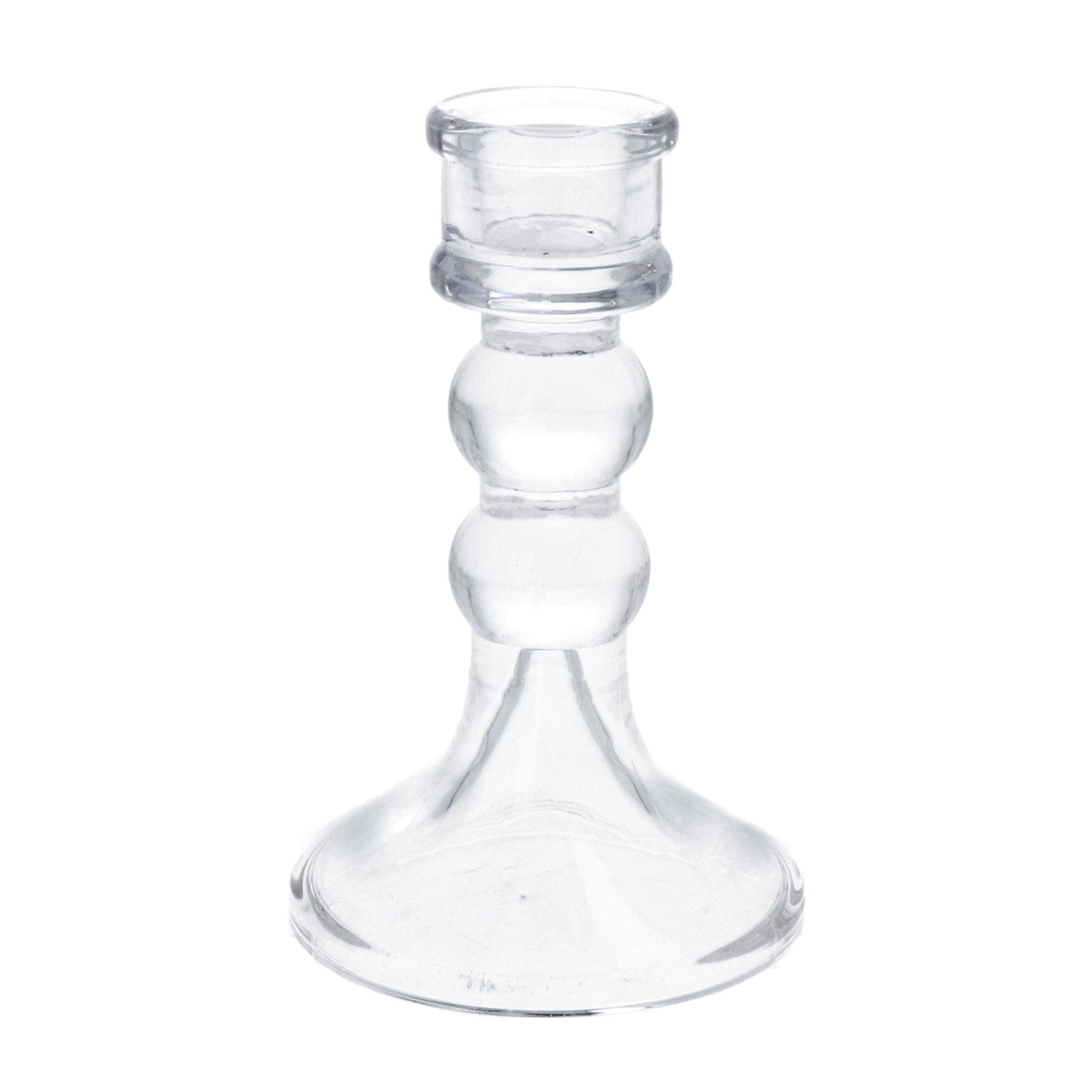 Clear glass ball candlestick (Medium)
