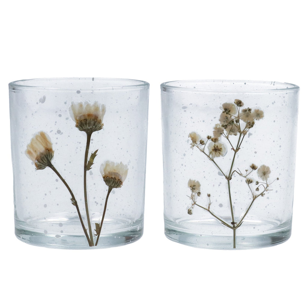 Pressed flower tealight holder