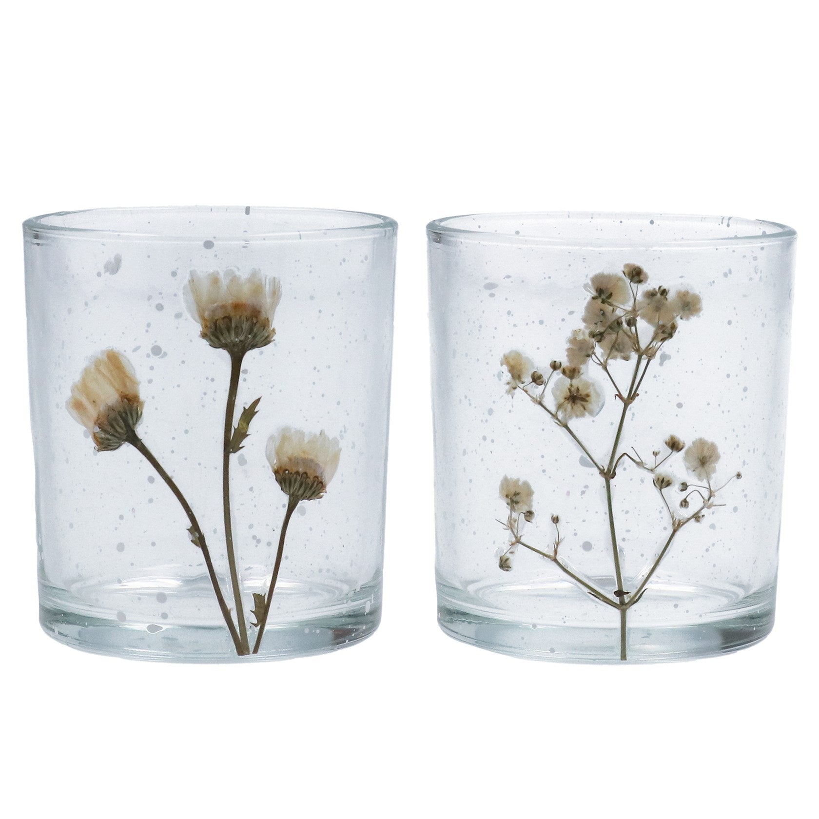 Pressed flower tealight holder