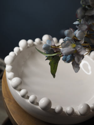 White crackled glaze bowl with bobble detail