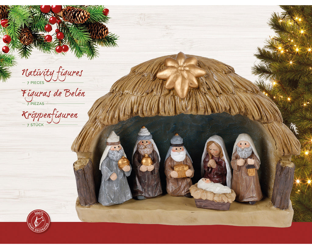 Nativity with Joseph, Mary, baby Jesus & 3 Kings