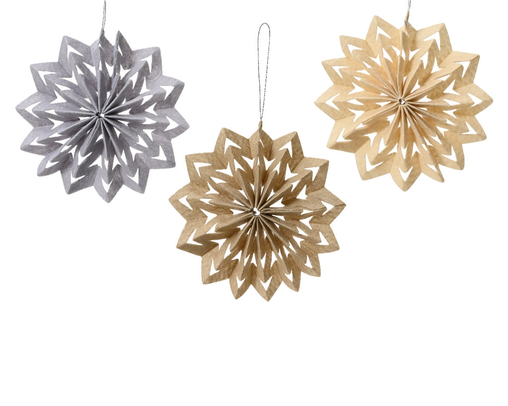 Felt cut out snowflake hanging decs (3 styles)