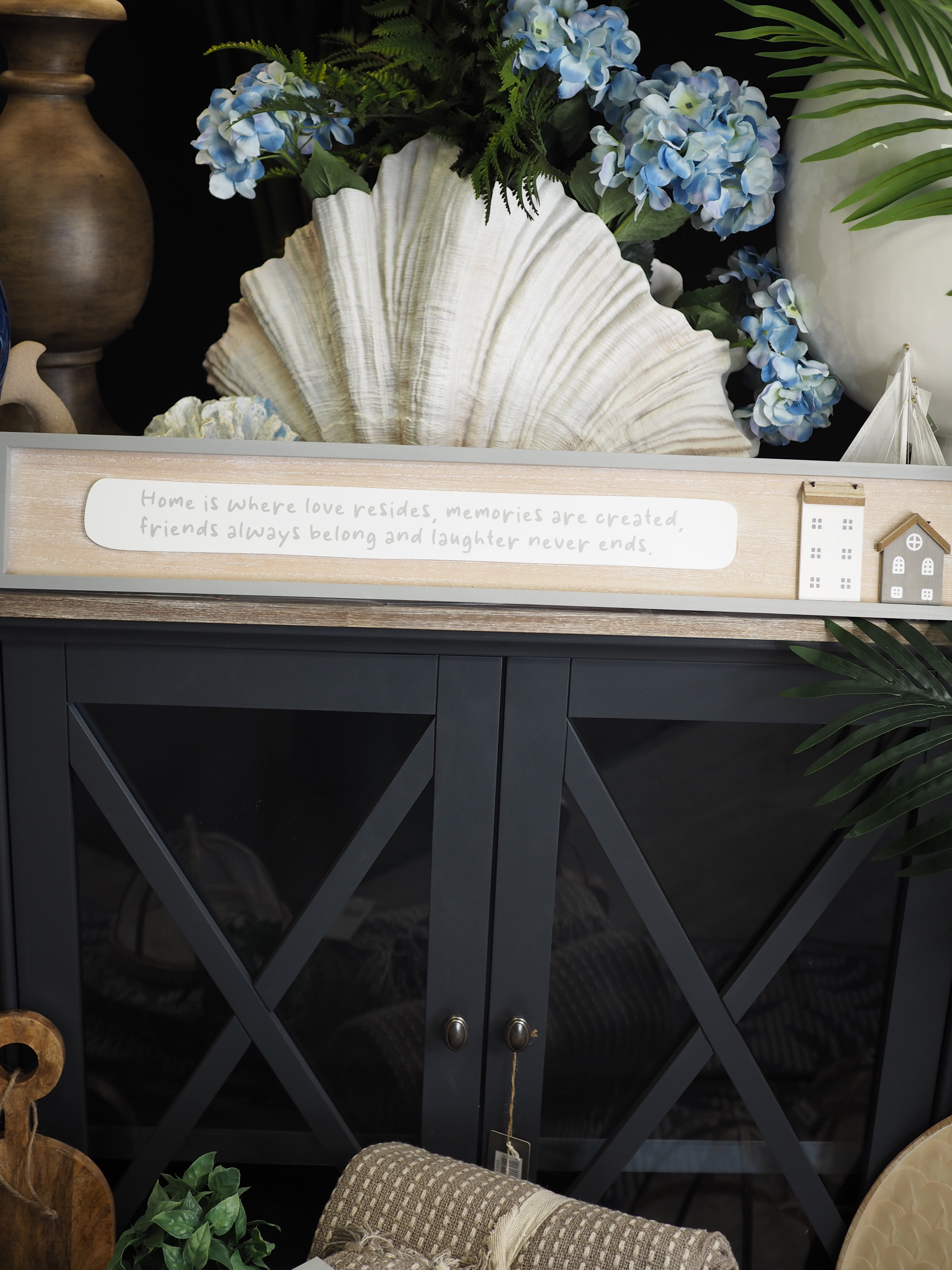 Rectangle grey border wooden sign 'Home is Where Love Resides..'