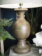 Rich wood bulbous lamp base and shade