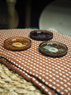 Ribbed coloured glass candle coaster