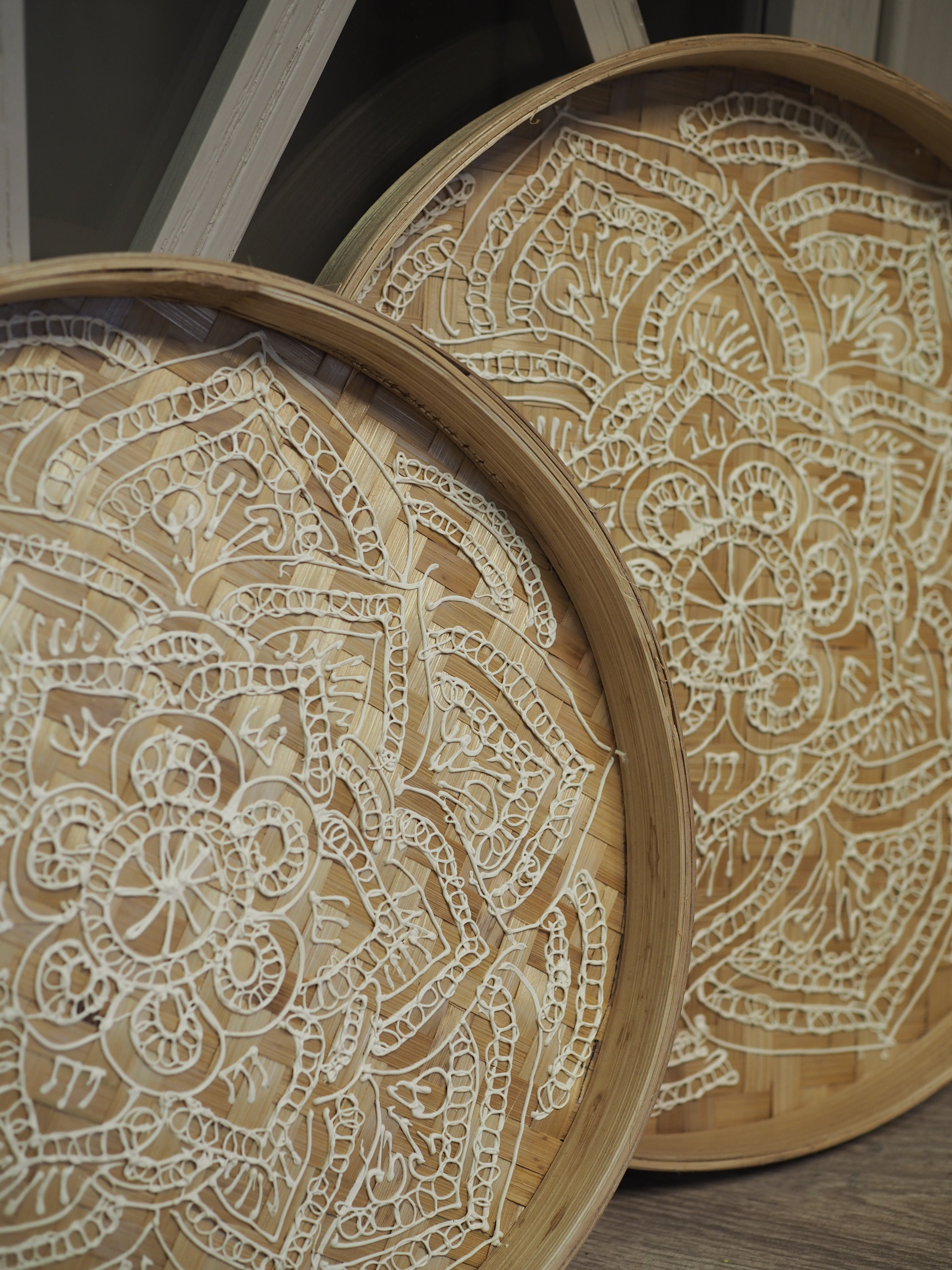 Intricately detailed bamboo tray