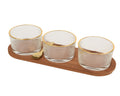 Tapas set with 3 glass dishes and 3 spoons