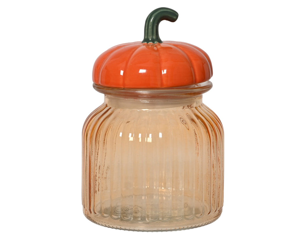Glass jar with ceramic pumpkin lid, 16.50cm