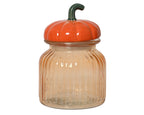 Glass jar with ceramic pumpkin lid, 16.50cm
