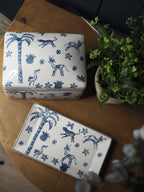 Blue & white palm tree storage box