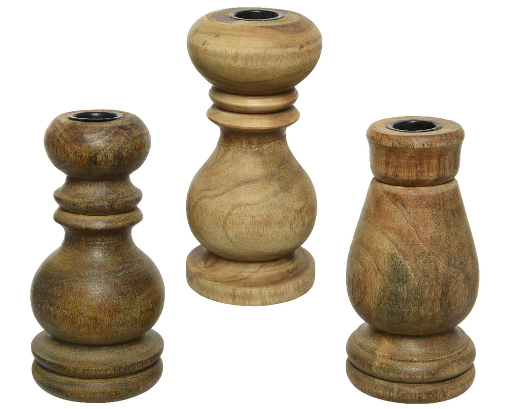 Mangowood dinner candle stick (3 styles)