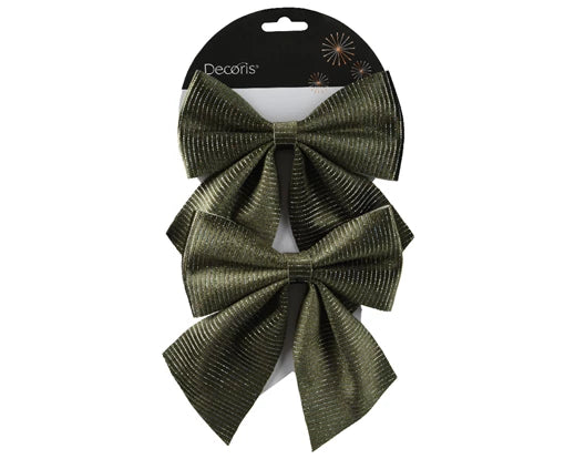 2 pack green bows with subtle gold detail