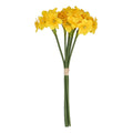 Hand tie bunch of mini daffodils in yellow