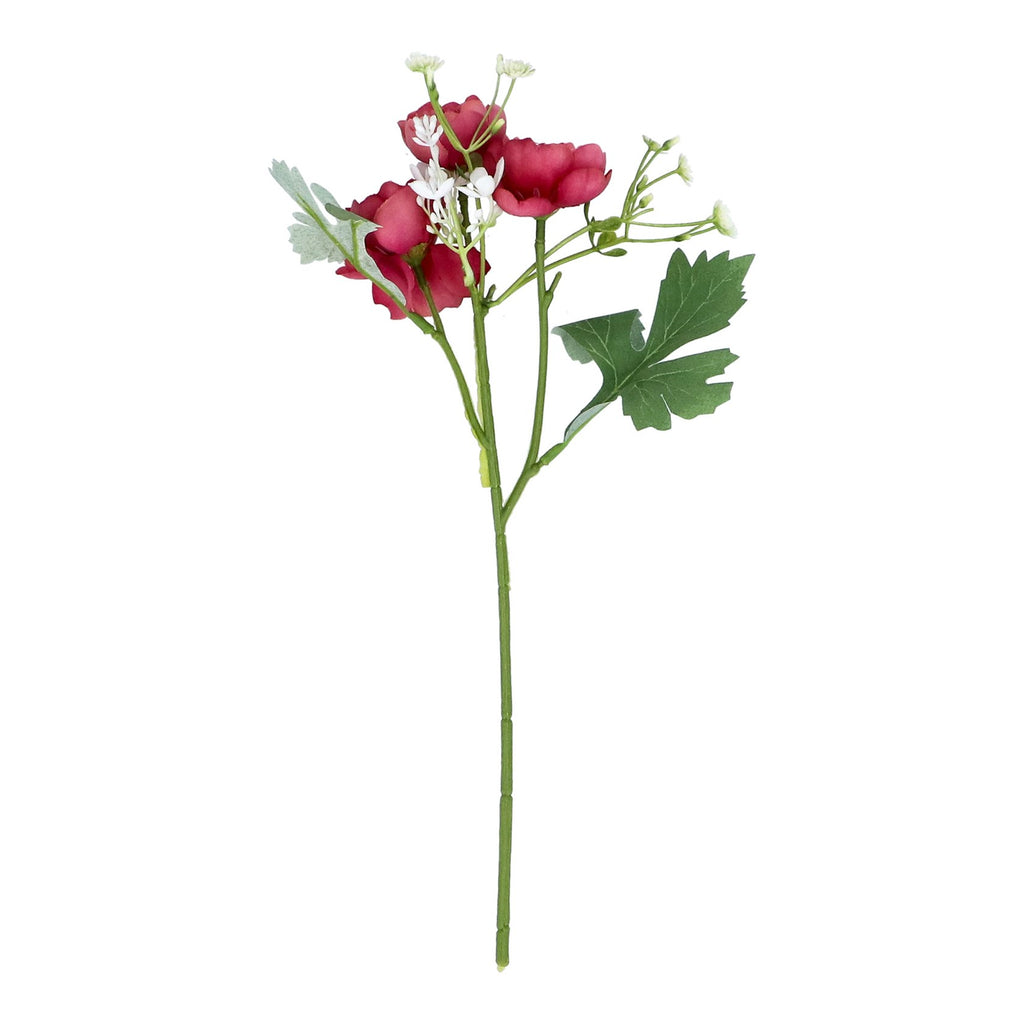 Dark pink rose and gypsophilia mini pick