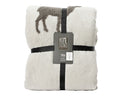 Stag print cozy throw in grey and cream