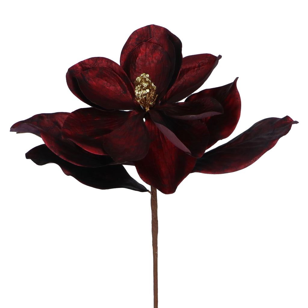 Metallic burgundy and gold magnolia stem