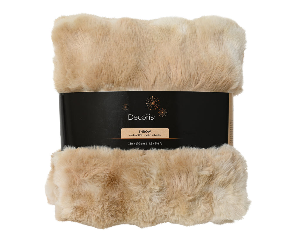Cream faux fur throw