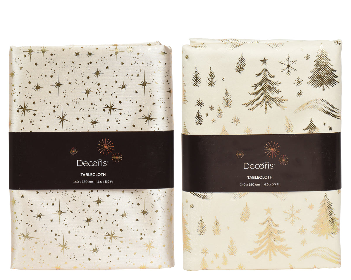 Cream and gold Christmas table cloths