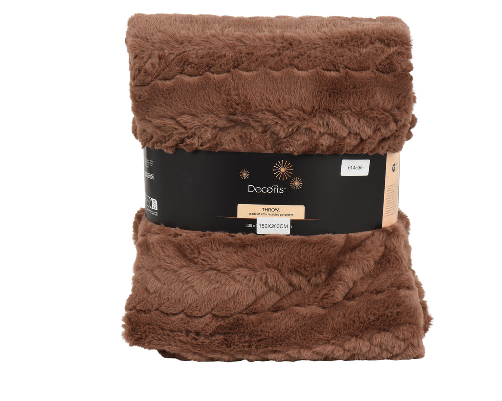Luxurious chocolate brown faux fur throw