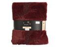 Luxurious burgundy faux fur throw with Reindeer