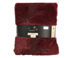 Luxurious burgundy faux fur throw with Reindeer