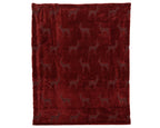 Luxurious burgundy faux fur throw with Reindeer