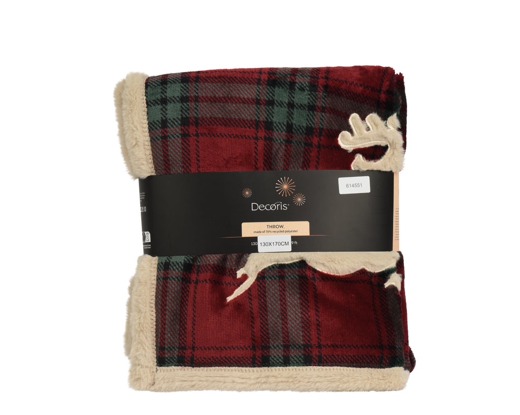 Luxurious tartan throw with Reindeer