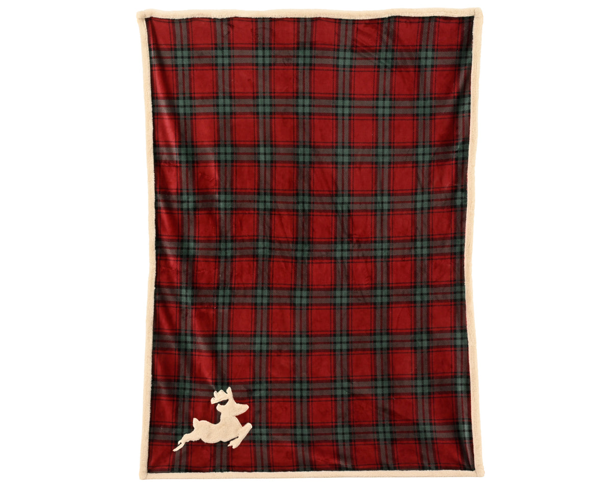 Luxurious tartan throw with Reindeer