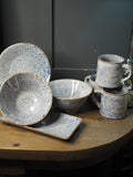 Blue Speckled Stoneware Rectangular Plate