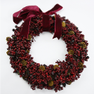 Luxury burgundy berries & mini pinecone wreath with velvet ribbon bow