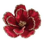 Oxblood and gold flower clip