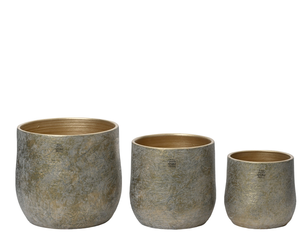 Crackled gold planter