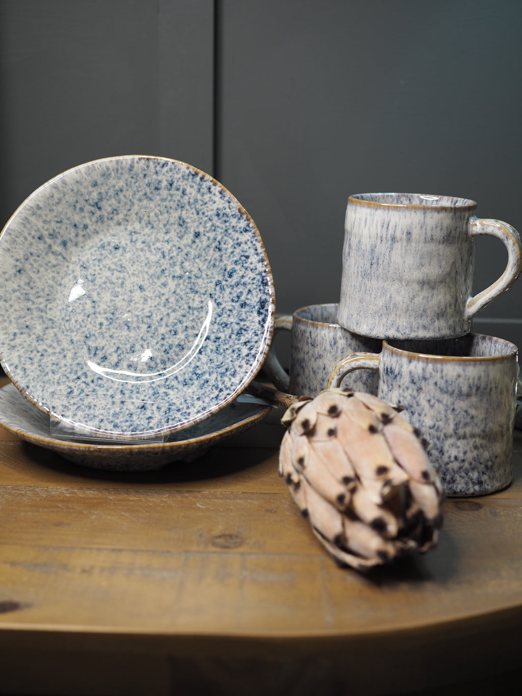 Blue Speckled Stoneware Plate