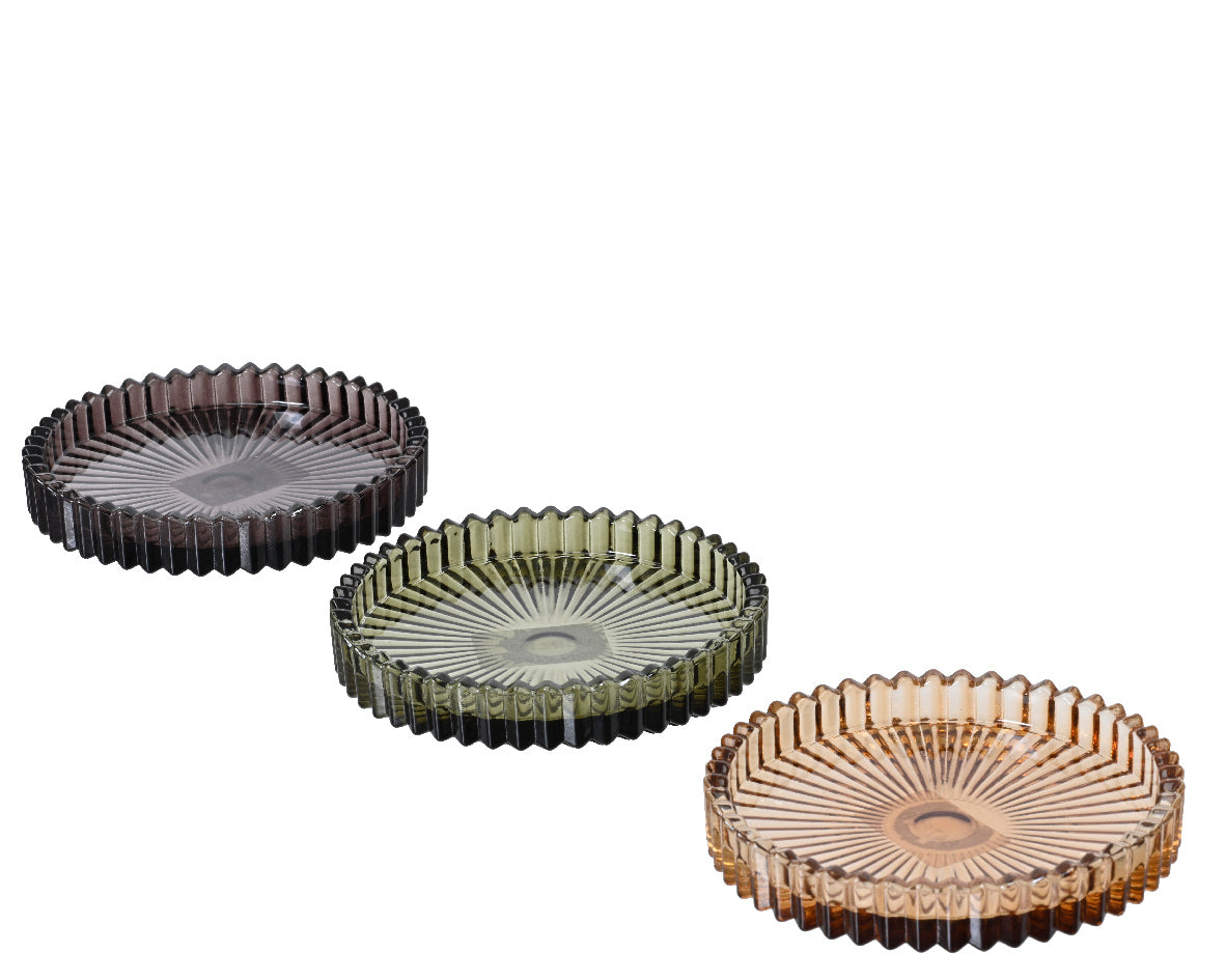 Ribbed coloured glass candle coaster