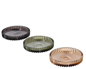 Ribbed coloured glass candle coaster