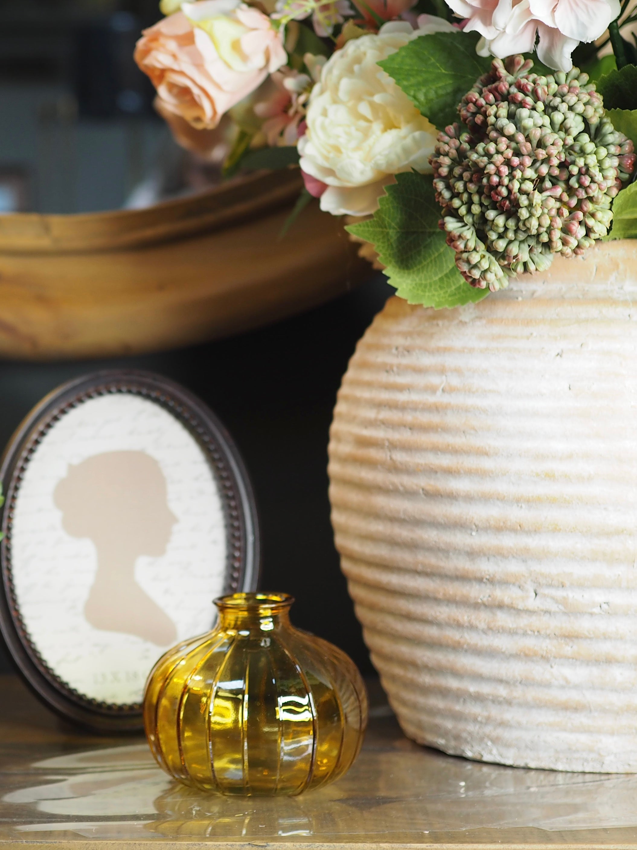 Straw Yellow Glass Onion Bud Vase