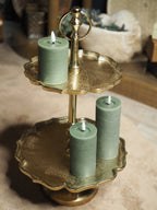 Green LED wax pillar candle (11.2cmH)