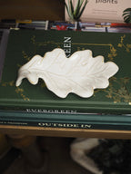 Cream ceramic oak leaf dish