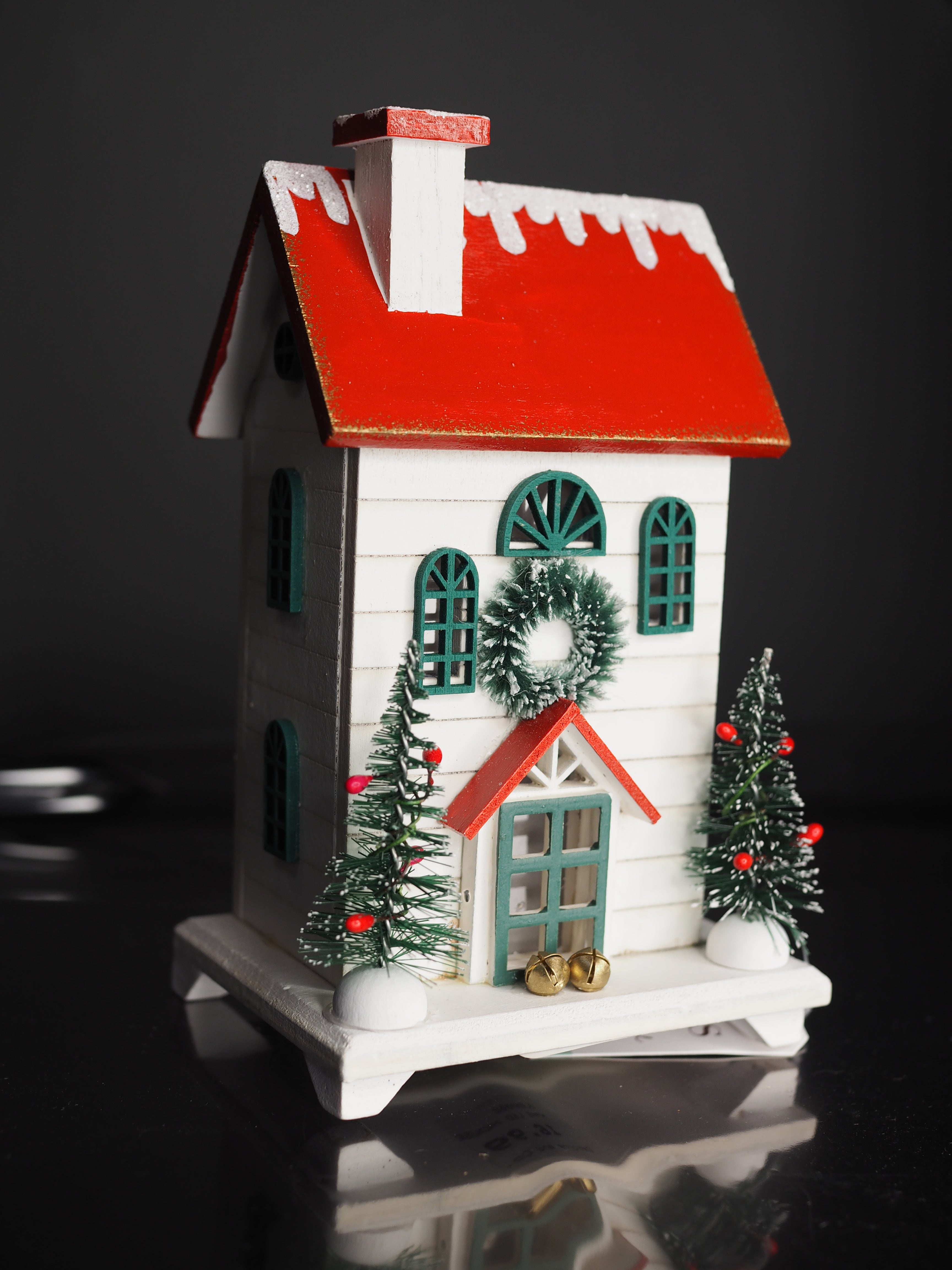 Christmas LED house with red snowy roof