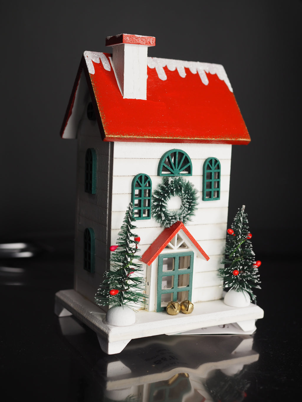 Christmas LED house with red snowy roof