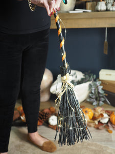 Witch's Halloween broom with LED lights