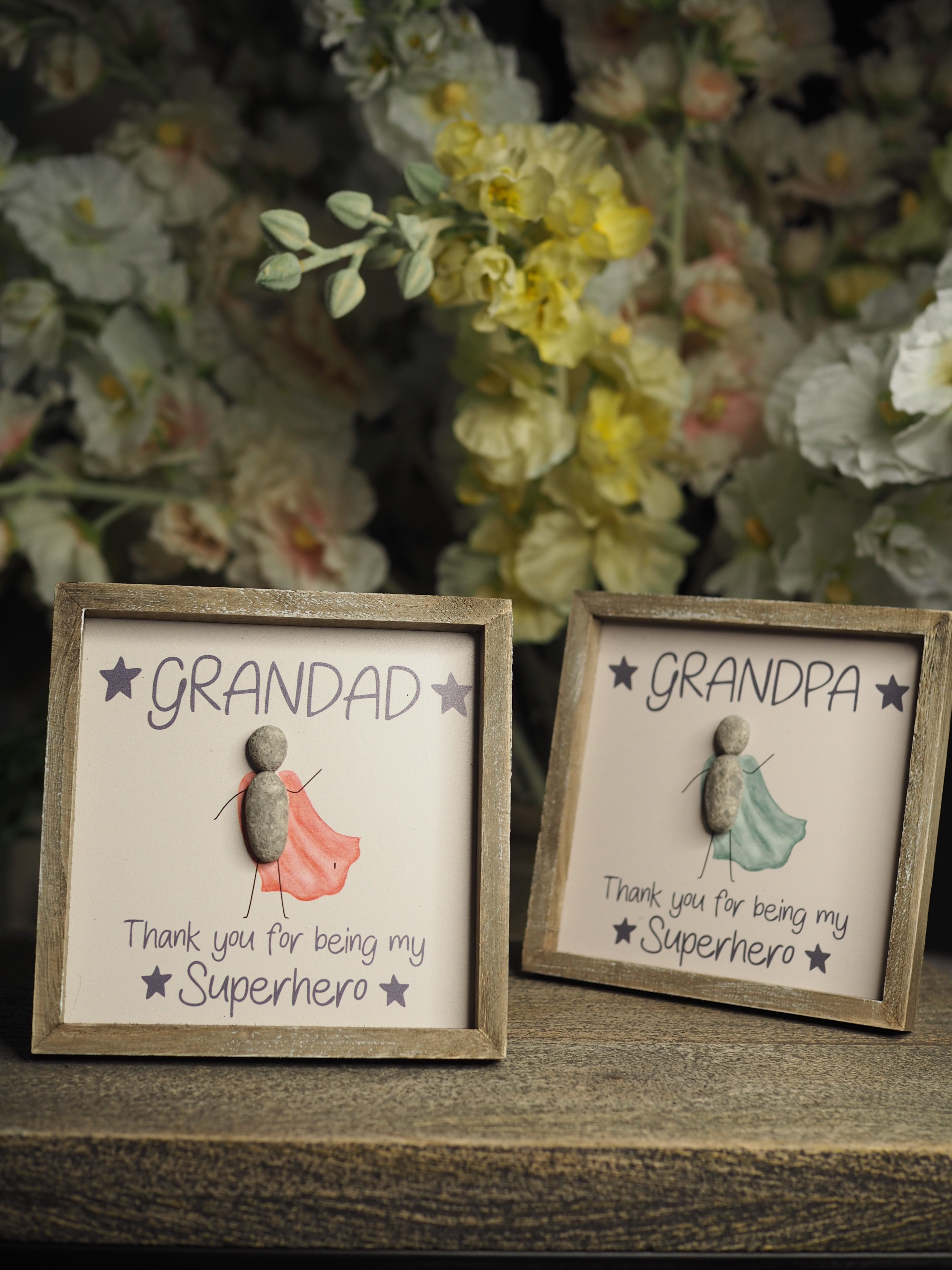 Super hero wood framed plaque with resin cape